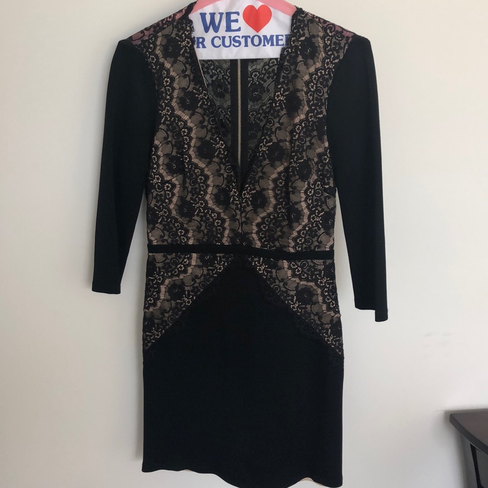 Black and Nude Lace Dress